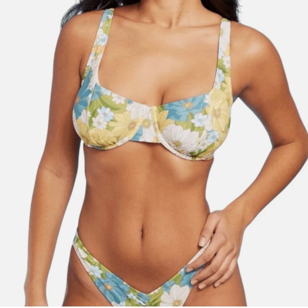 Wild Fable Blue Floral Print Bikini Set D/DD Top and L Bottom